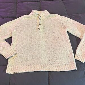 Eddie Bauer Shawl Collar Knit Sweater Men’s Large Beige Speckled